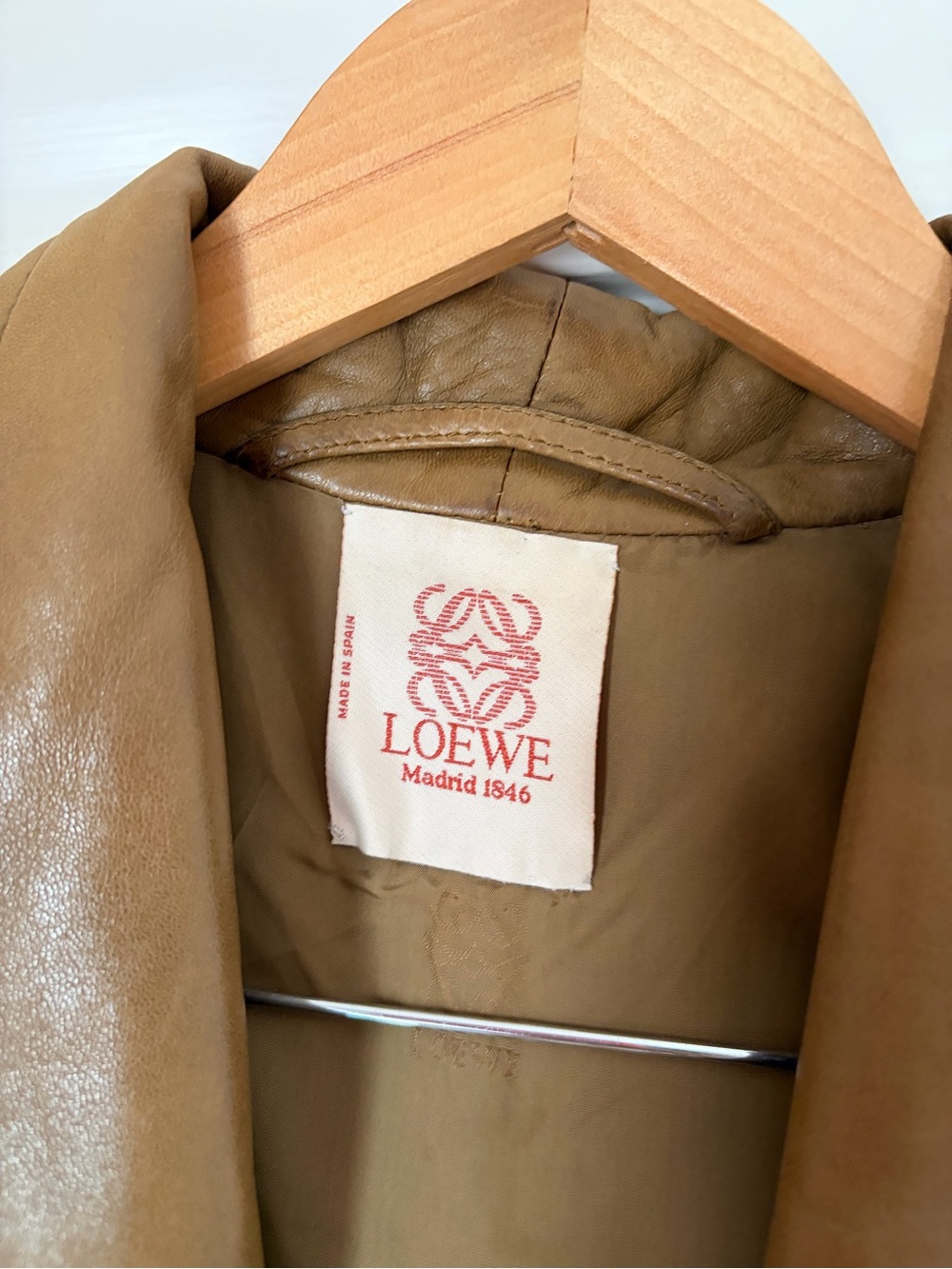 Loewe Brown Leather Shawl-Collar Blazer - Picture 3 of 13